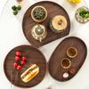 MiniMood Black Walnut Wood Oval Tray, 30 x 26 cm, 2 cm high, 290 g, Dark Brown (30cm*26cm*2cm)