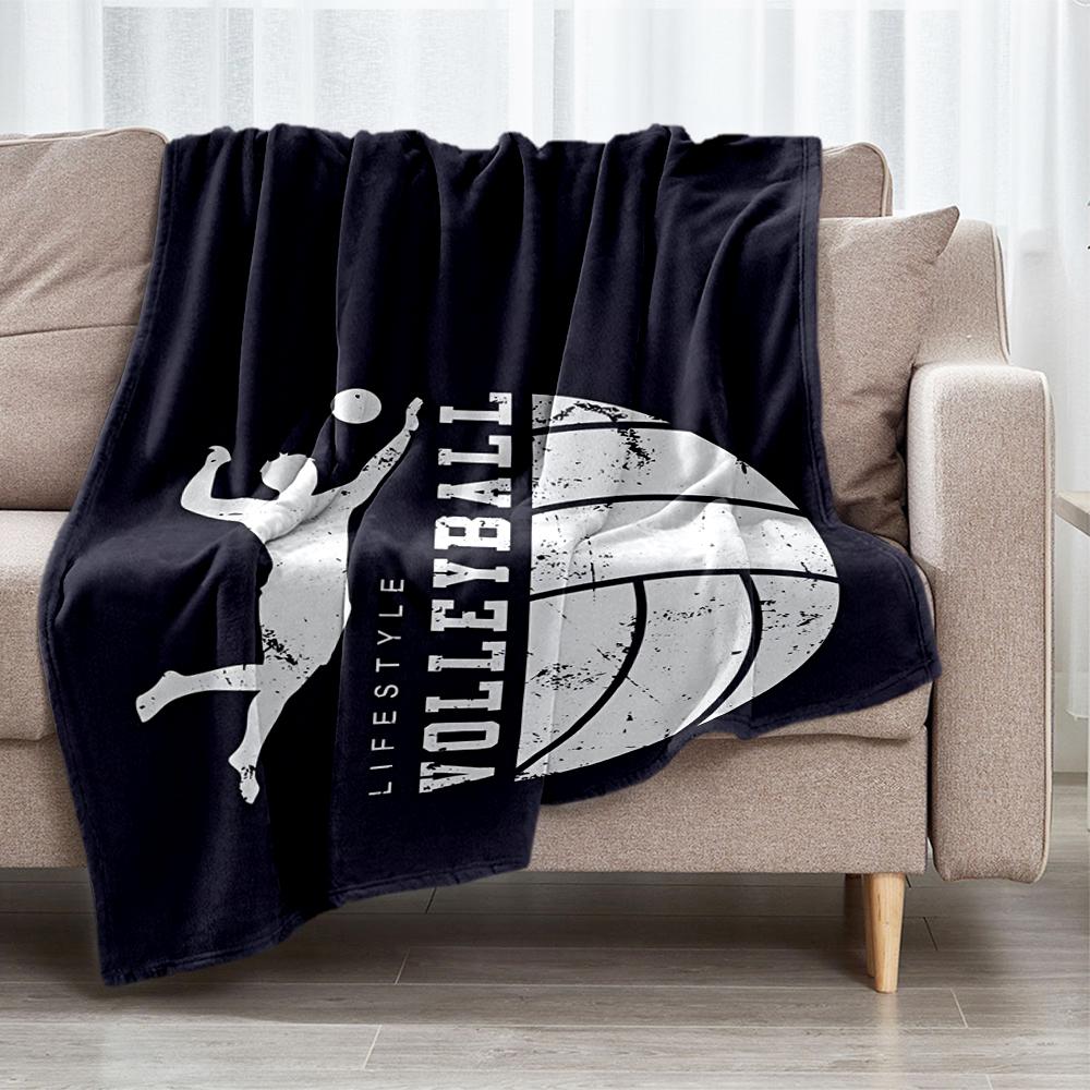 Volleyball Theme Printed Blanket - Perfect for Couch, Bed, Travel & Outdoor Use | Machine Washable, Cozy & Durable.