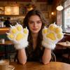 Luvas de Pata de Gato Peludas Mittens de Pata de Animal de Pelúcia Mittens de Garra de Gato Luvas Fofas de Cosplay para Acessórios de Festa Fantasia