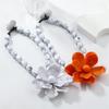 Resin Beaded Statement Necklace Large Colorful Flower Pendant Neckchain Adjustable Length Clavicle Chain for Women