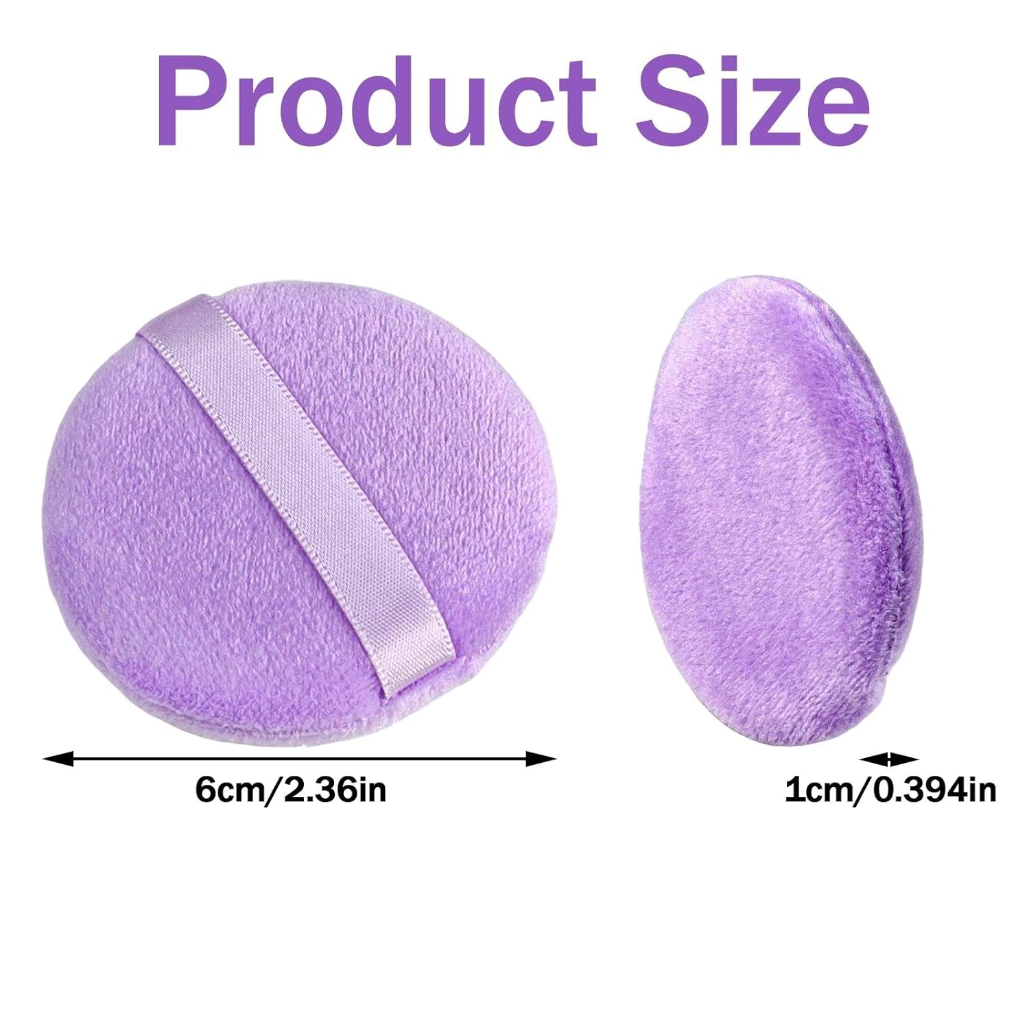 6 pcs Round Powder Puff, Powder Puffs for Face, Makeup Puffs for Powders with Ribbon for Contouring Beauty Makeup Blending Sponge Tools