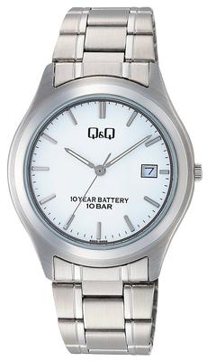 Watch Analog 10 Year Battery Life Waterproof Date Metal Band White [Q&Q] W476-201 Men's