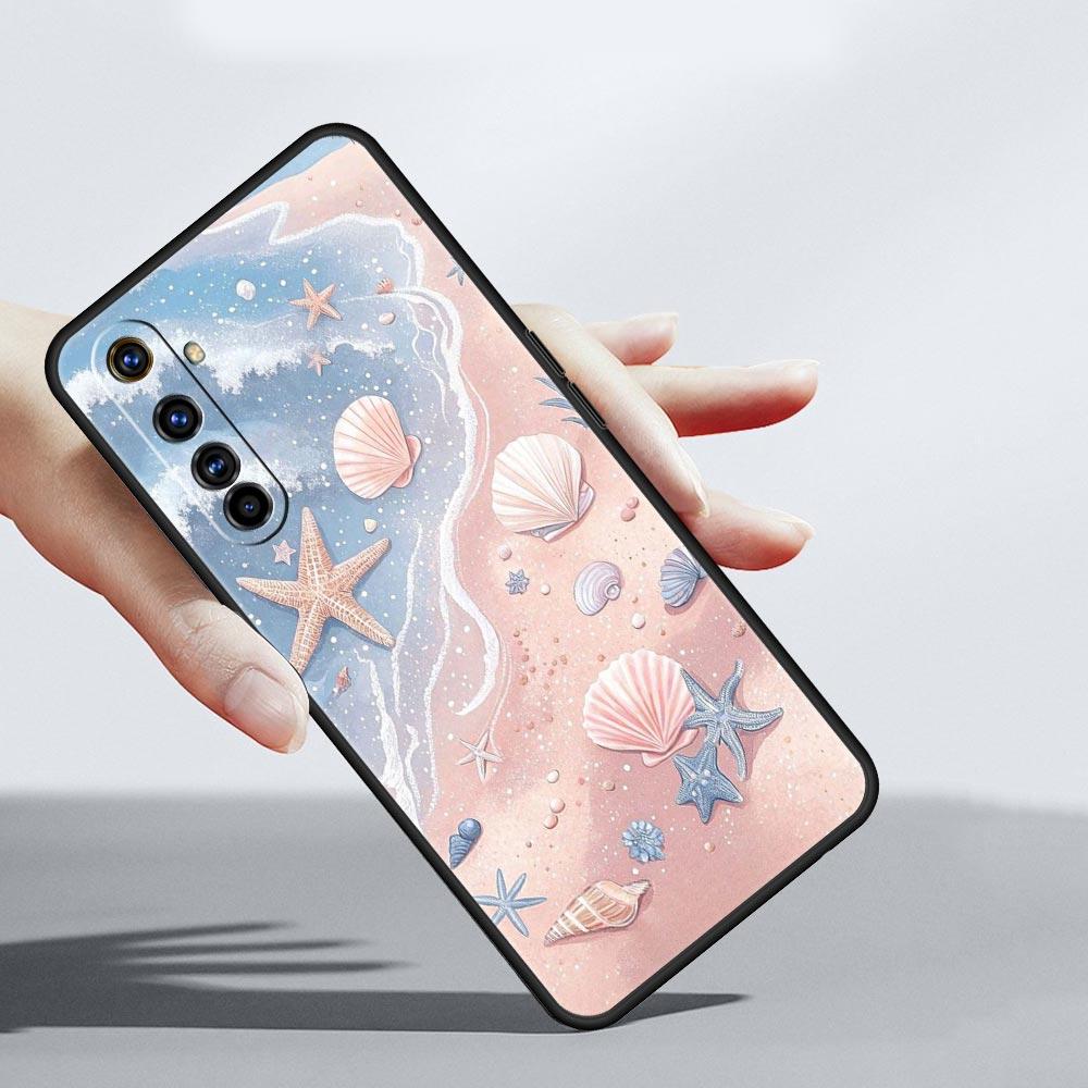 Ocean Coastal Seashell Seaweed Pattern Case For Realme C67 C63 C55 C53 C35 C25 C21 GT 3 5 6 10 11 12 13 Pro Soft TPU Phone Cover