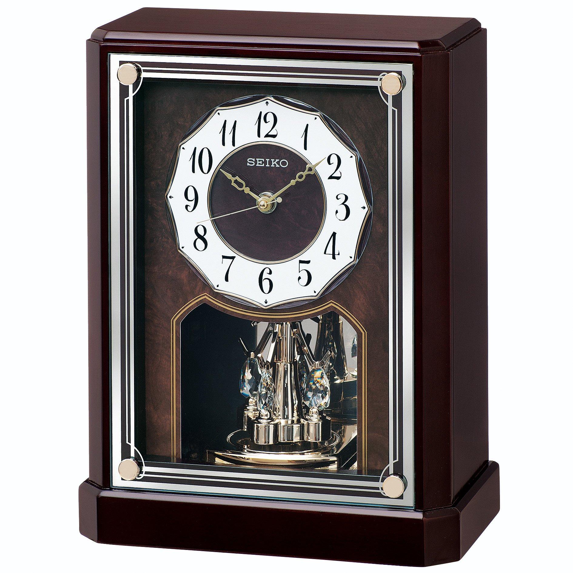 

Seiko Analog Table Rotating Wooden Dark Brown Wood BY243B SEIKO Clock, Radio-Controlled Clock, Ornament, Frame, Finish,