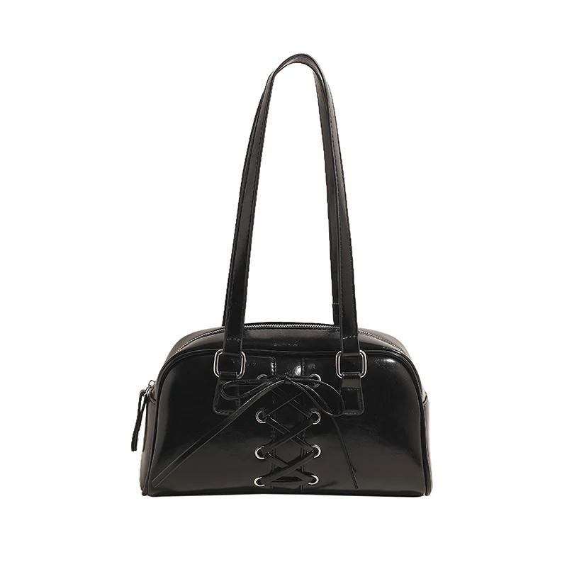 PU bowling fashion straps shoulder bags large capacity high quality sense of luxury solid bags
