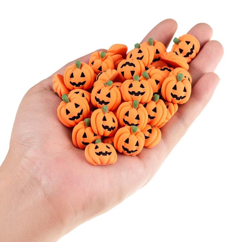 10/20pcs Resin Mini Halloween Pumpkin Miniature Flat-Backed Cabochons Fairy Garden Home Ornament DIY Craft Decoration