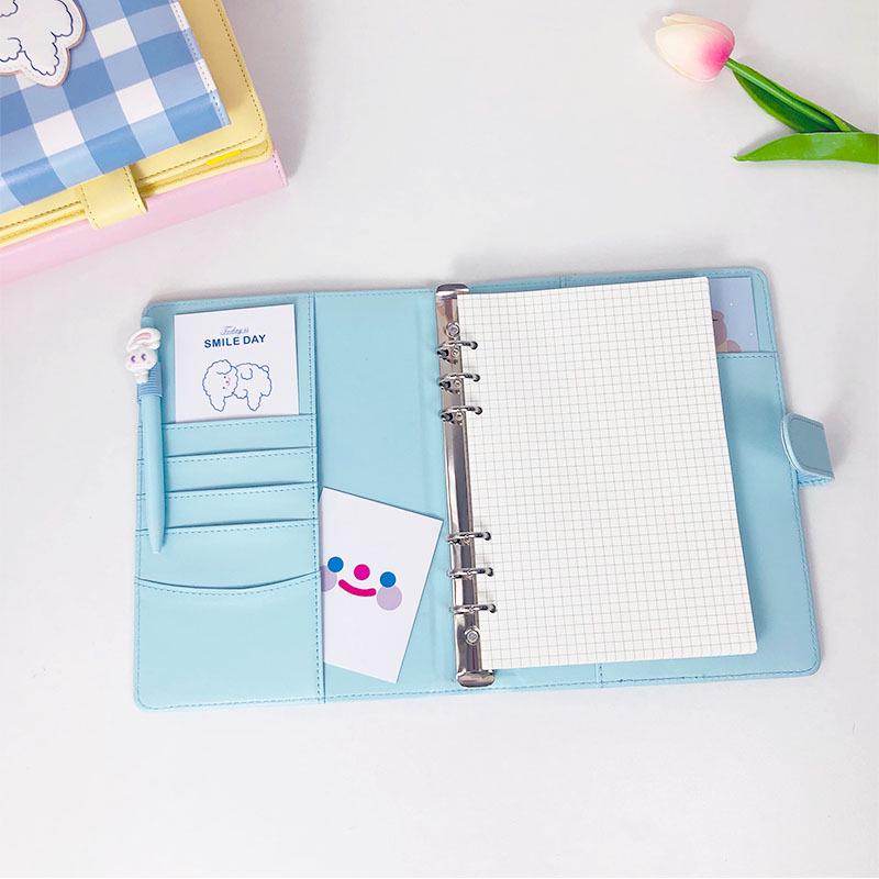 A5 Macaron Solid Color PU Leather Loose-Leaf Notebook Planner - Simple Business Style
