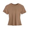 Crew Neck Short-sleeved T-shirt Women's Summer New American Spice Girl Solid Color Elastic Slim Bottoming Top