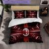 AC Mailand Muster 3-teiliges Bettwäsche-Set Weiche Mikrofaser-Bettbezug mit Kissenbezügen für das Schlafzimmer