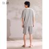 Xuan Liang Sleepwear Men's Summer Thin Cotton Short sleeved Shorts Cool Feel Waffle Outerwear Home Clothes Set