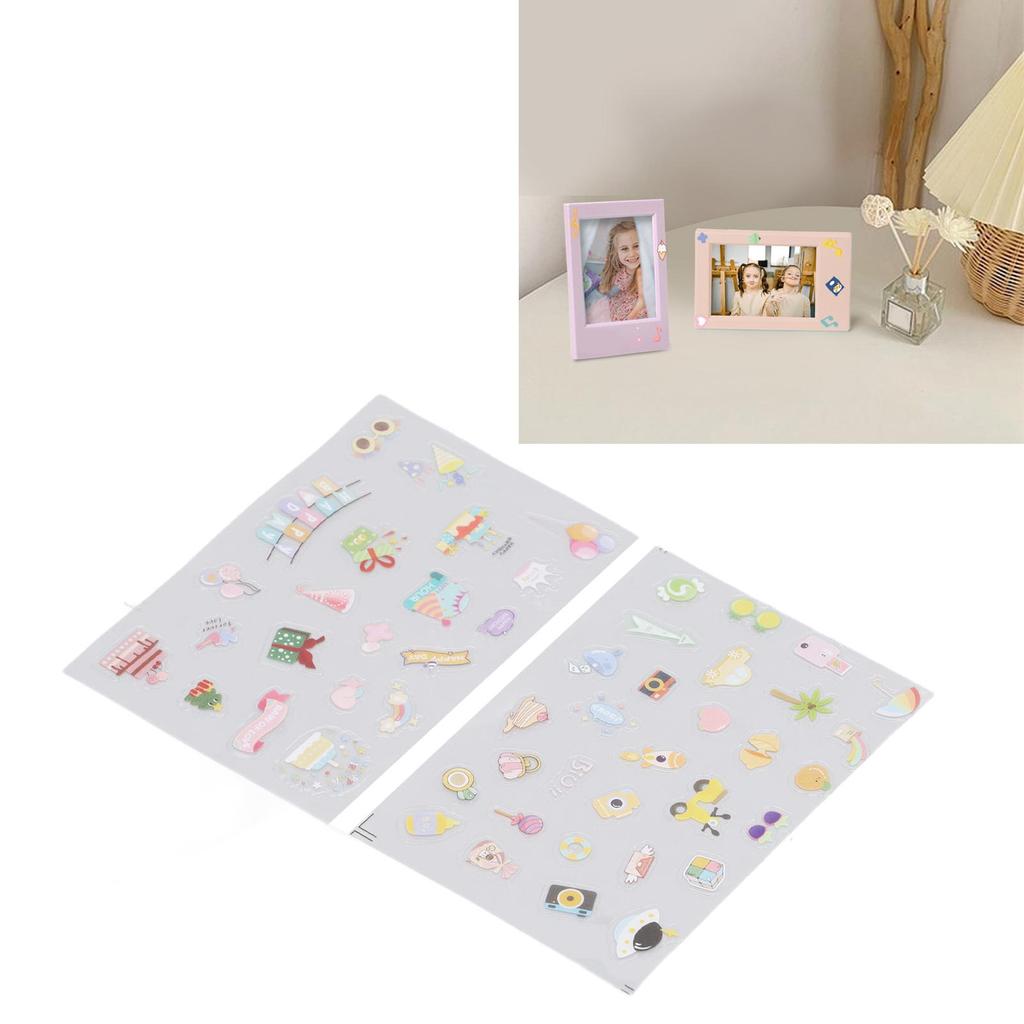 2PCS Decorative Stickers Cute Cartoon Self Adhesive Sticker Colorful PVC Sticker for   Album Planner Scrapbook