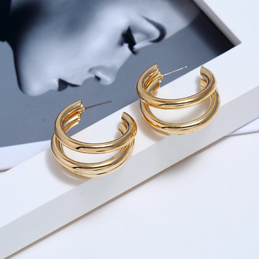 1 Pair Women Retro Simple C-shaped Ear Studs