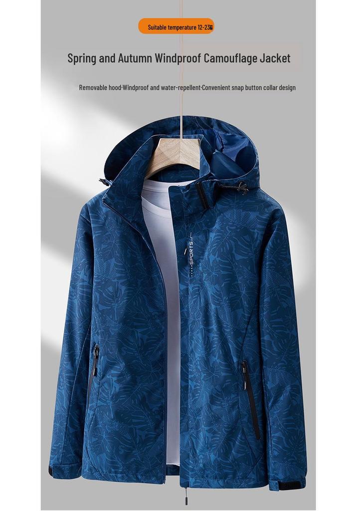 2026 Camouflage Windproof Waterproof Jacket for Spring/Autumn, Unisex, Maple Leaf Design, Custom Logo Available