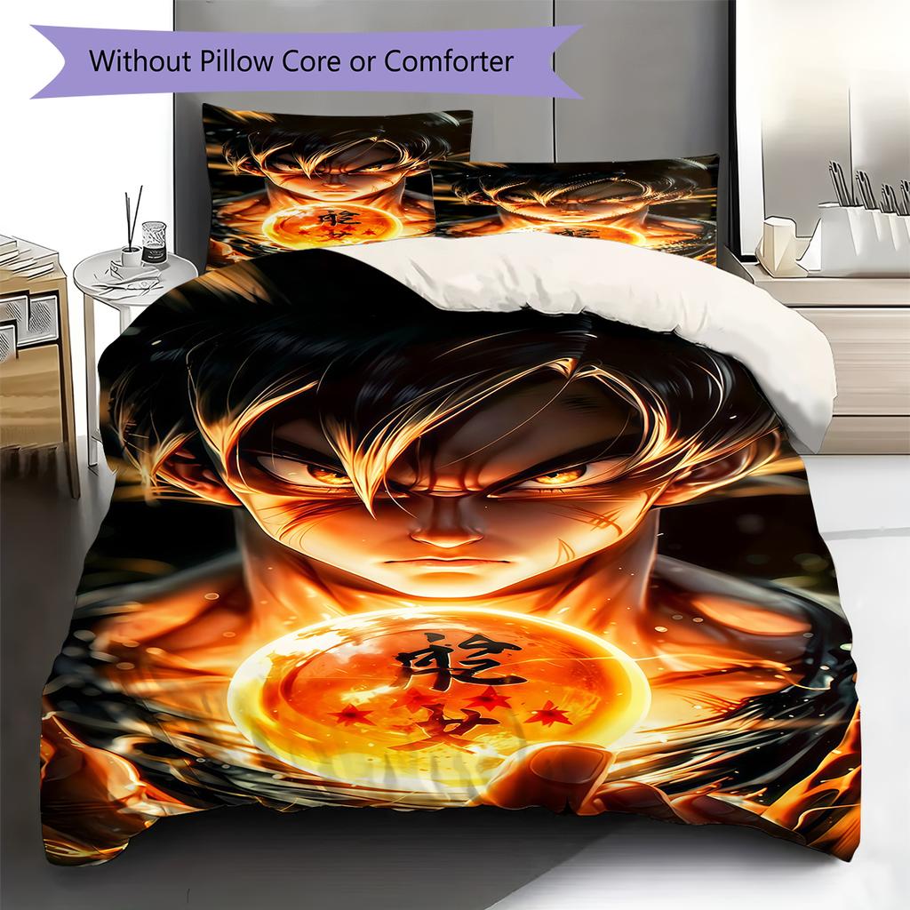 Biancheria da letto con motivo Son Goku, Set piumone Copripiumone Federa Regalo di compleanno per la casa (1 * copripiumino + 2 * federa, senza nucleo)