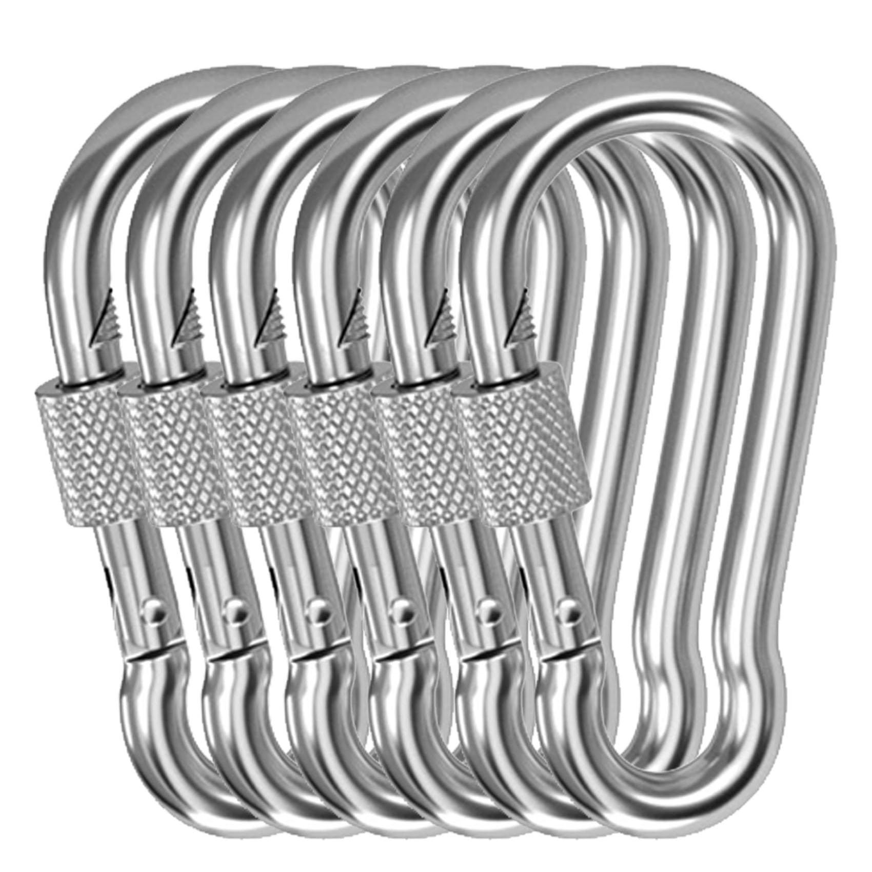 

Wlikn 304 Stainless 200kg Weight Spring for Outdoor Rustproof Carabiner, Steel, Capacity, Hook, Locking, Multifunctional, Camping, Trekking, Hiking, серебряный