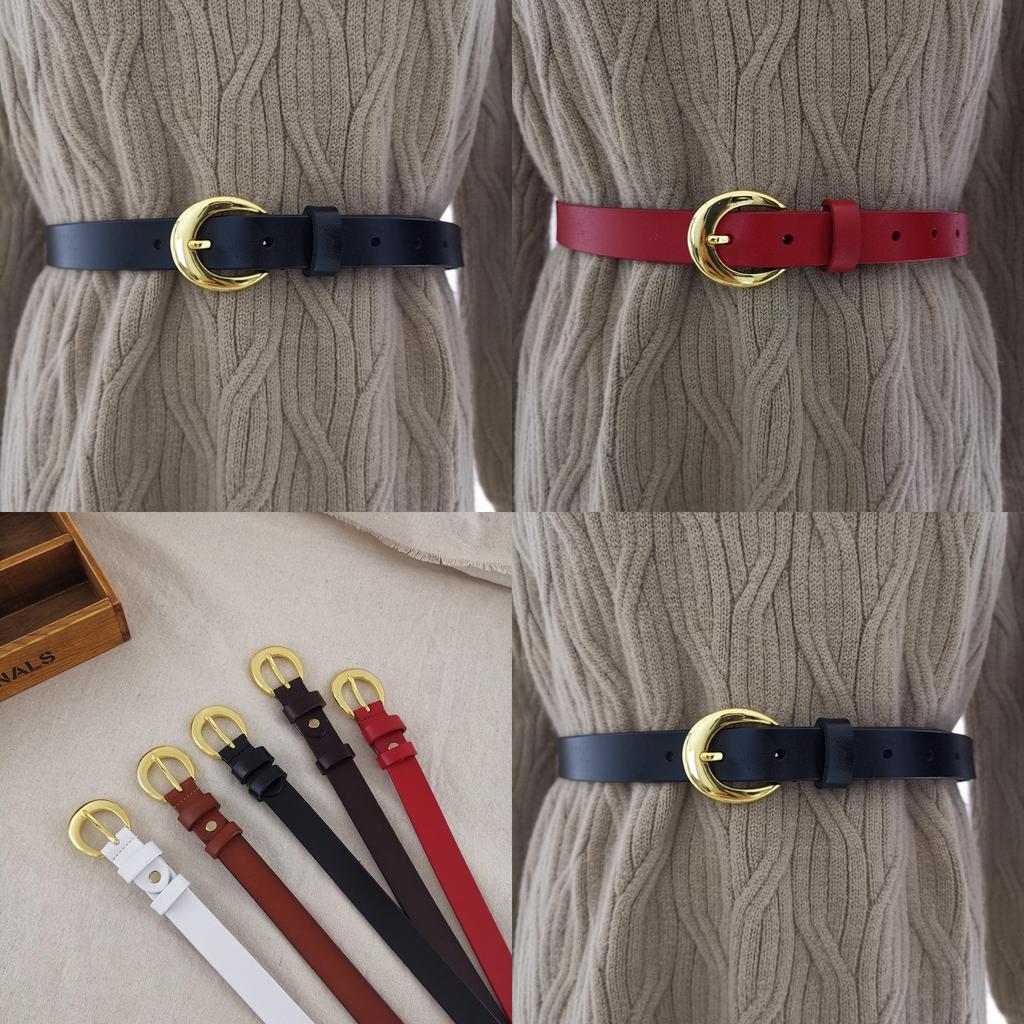 Classic Genuine Leather Womens Belt With Alloy Pin Buckle For Denim Pants