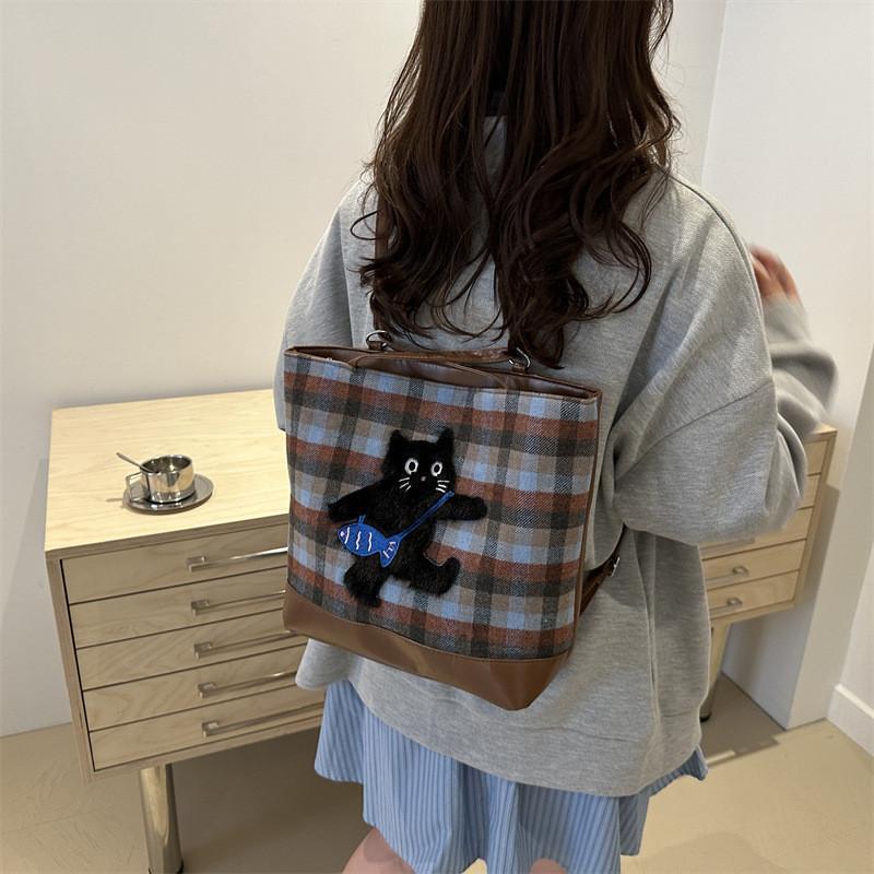 Fashionable Korean Style Tote Bag For Women With Cute Dog And Cat Patterns For Daily Use