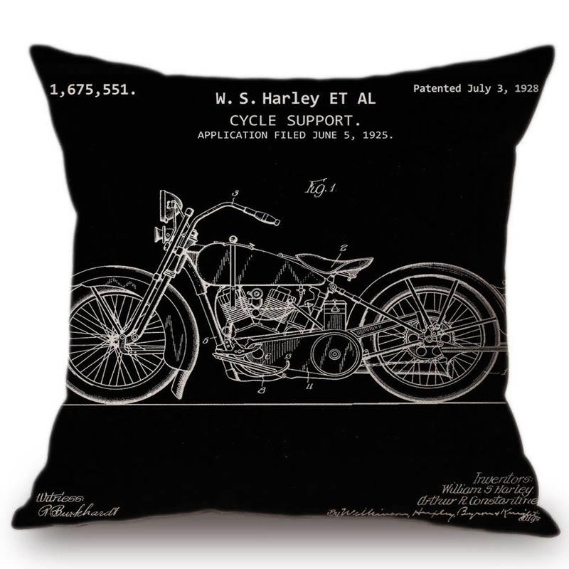 18 ", negru, vintage, club de motociclete, afiș canapea pernă de aruncare, retro, pernă de bicicletă cu motor, decorare a casei, dreptunghi, perne pentru mașină