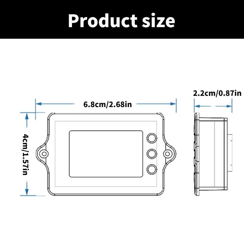 High Precised 36V 24V Battery Counter Coulombmeter with USB Power Cable for Accurate Voltage and Current Readings