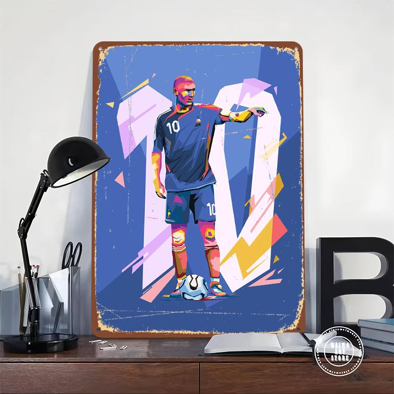Soccer Player Pop Art Tinplate Poster Customized Wall Art Vintage Metal Signs Retro Tin Plaque for Living Room Decorations Decor