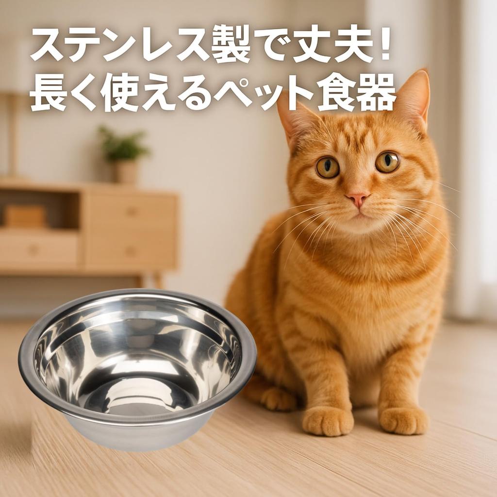 Rubonarie Stainless Steel Pet Bowl Set, 6-Piece Set for Dogs and Cats, 14cm Diameter, Silver