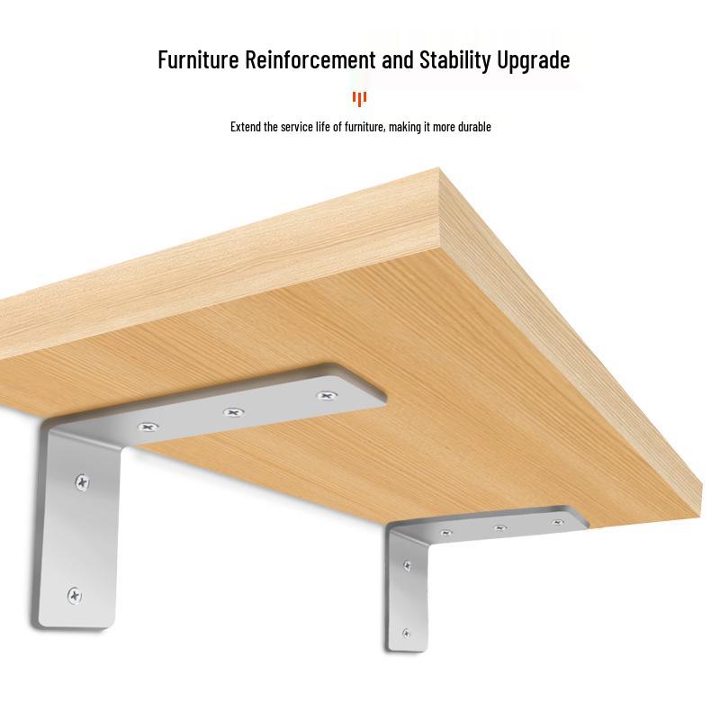 Thickened Stainless Steel 90° L-Shaped Bracket for Furniture and Shelves