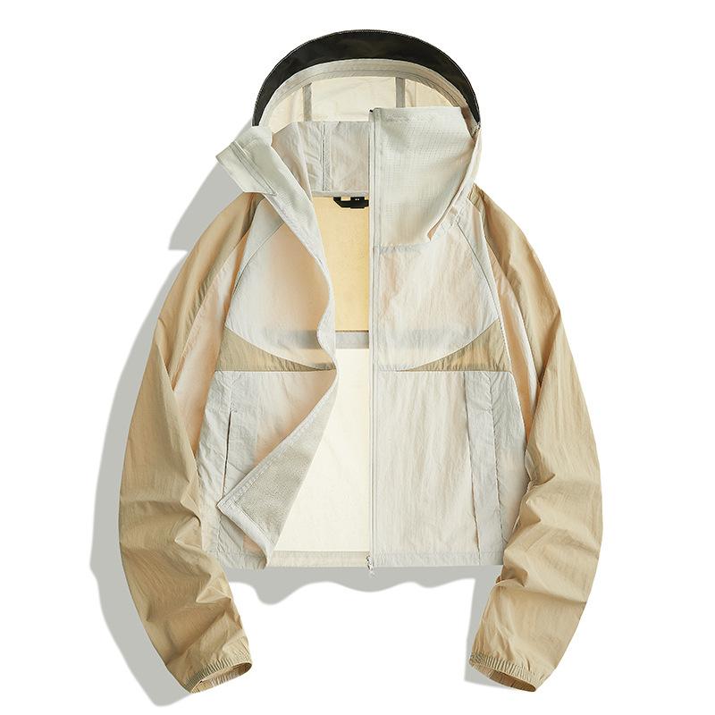 Women's super stylish summer short sun-protective shirt, hooded breathable sun-protective jacket worn outer, outdoor cooling sun-protection top