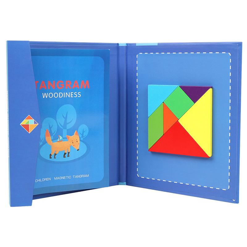 Cross-Border Wooden Magnetic Tangram Puzzle for Kids - Educational Jigsaw for First Grade Learning