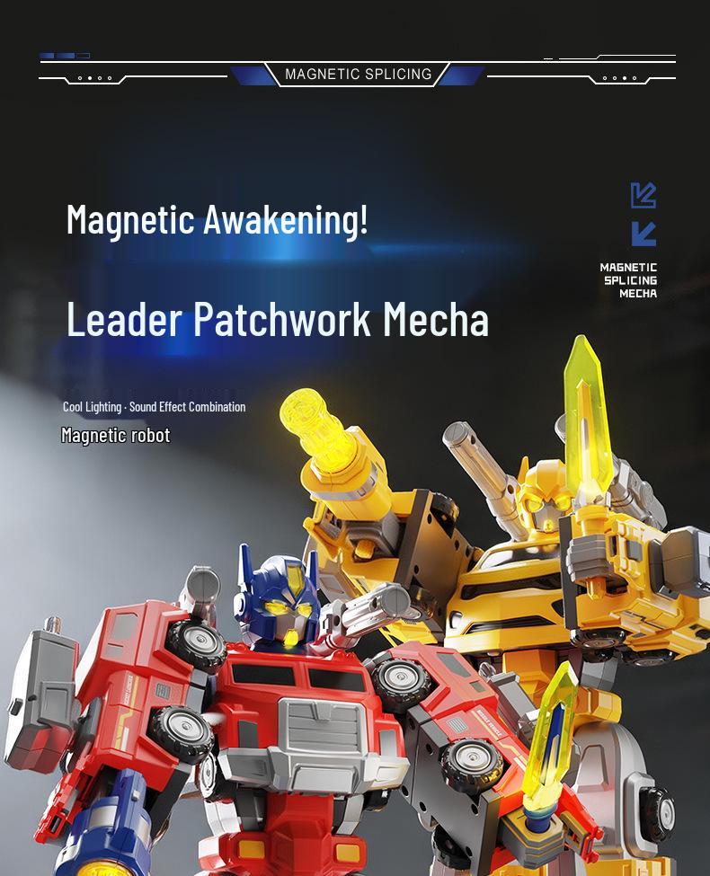 5-in-1 Magnetic Transforming Robot Toy with Sound and Light for Kids