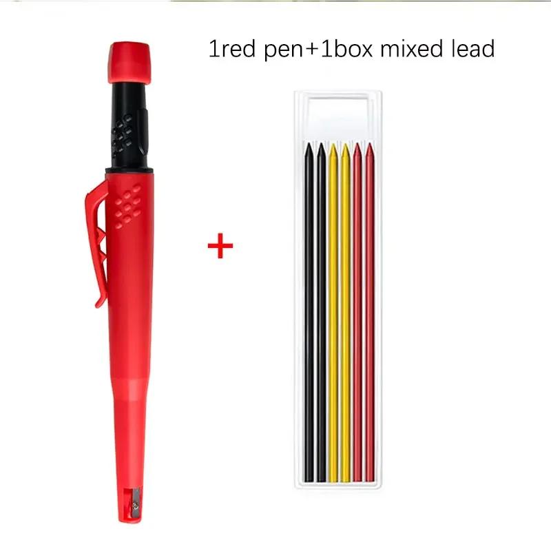 2-in-1 Solid Carpenter Pencils With Sharpener Carpenter 2.8mm Solid Mechanical Pencils Marking Tools Construction/carpenters