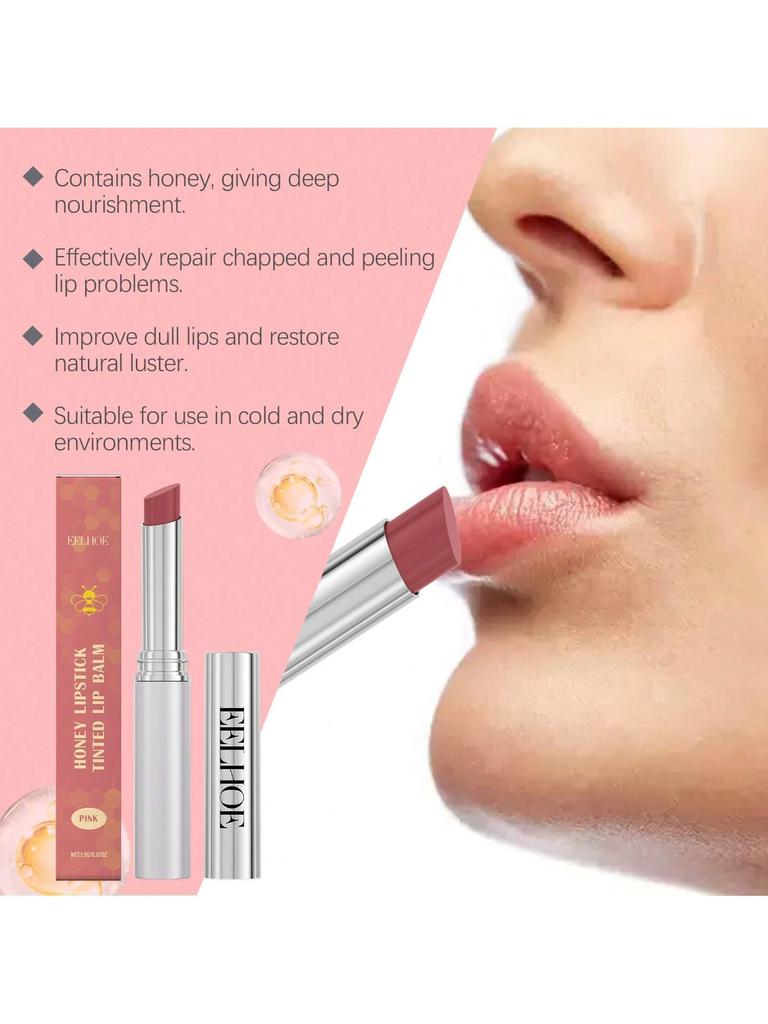1Pc HONEY LIPSTICK TINTED LIP BALM. Reduce Lip Wrinkles, Prevent Peeling And Cracking. Moisturizing