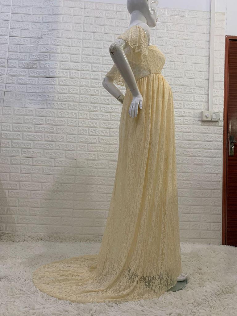 Vestido de Encaje Europeo y Americano con Mangas Acampanadas para Fotografía de Maternidad 8919