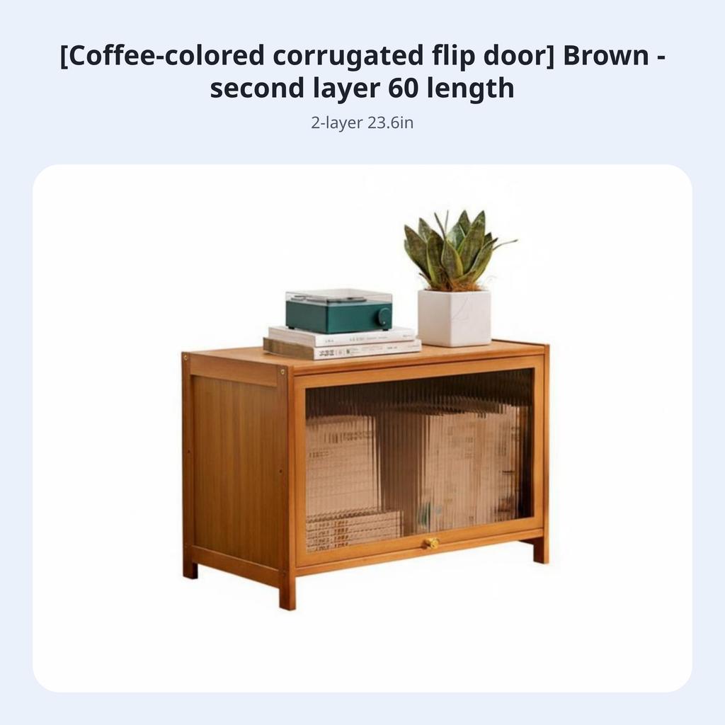 Multi-Tier Storage Organizer Large Capacity Fluted Door Display Cabinet Flip-Up Door Storage Unit Versatile Design