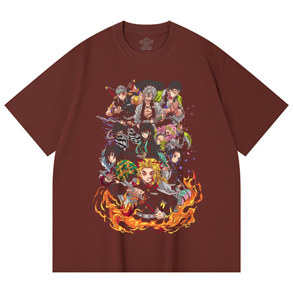 230 Gsm 100% Cotton Demon Slayer V61 Hashiras Print Unisex Heavy Cotton T Shirt