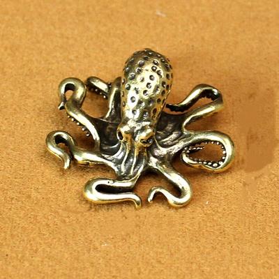 Retro Messing Octopus Ornament Miniaturen Zee Dier Figuurtjes Desktop Koperen Thee Huisdier Ambacht Huisdecoraties Creatief Cadeau
