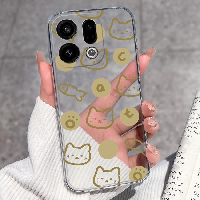 Suitable For Oppo Find X9 X7 X5 Pro X3 X2 Reno11 12 Pro Phone Cover Cute Panda Rabbit Pattern Transparent TPU Dustproof Protective Case For Oppo Shell