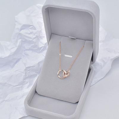 Mobius Love Double Ring Necklace Versatile Non-Fading Titanium Steel Collarbone Chain