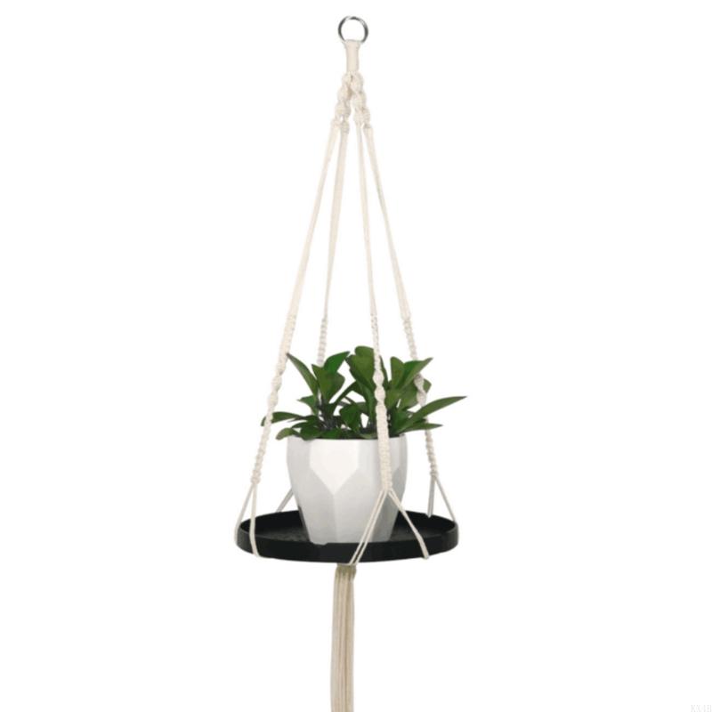 KX4B Macrame Plant Hanger Indoor Hanging Planter Shelf Rack Decorative Flower Pot