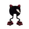 Cute Cat Claw Plush Hat for Women's Ear Protection Lei Feng Hat Knitted Cartoon Riding Warm Versatile Bag Head Hat Men
