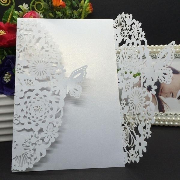 10pcs Delicate Carved Invitation Card Romantic Butterfly Paper Card Laser Cut Wedding Invitation Card