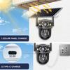 Dual Lens Solar Security Camera, 4G/WiFi Outdoor Monitor with Night Vision, HD Rechargeable PIR Surveillance System