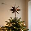 Indoor Christmas Party Decoration Distressed Metal Eight-pointed Star Tree Topper with Stable Spiral Matte Finish Spring Base, Vintage Ornament