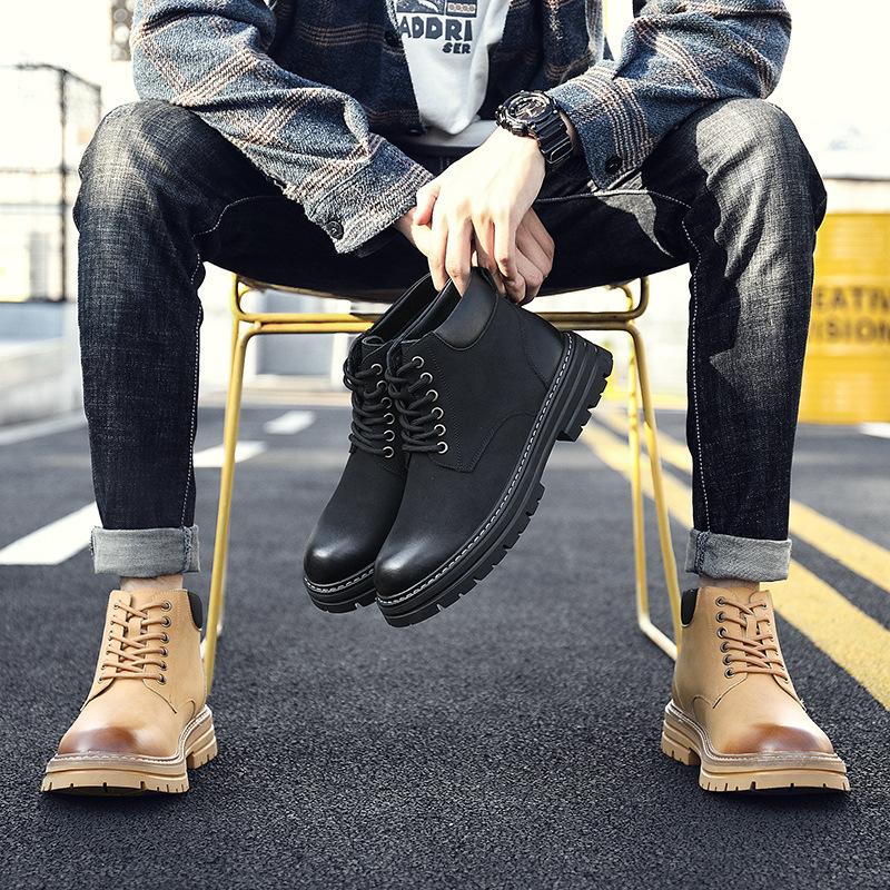 Martin Boots Men's 2025 Autumn and Winter Velvet Thickened Warm Rhubarb Boots Casual Trend British Tooling Boots 2025