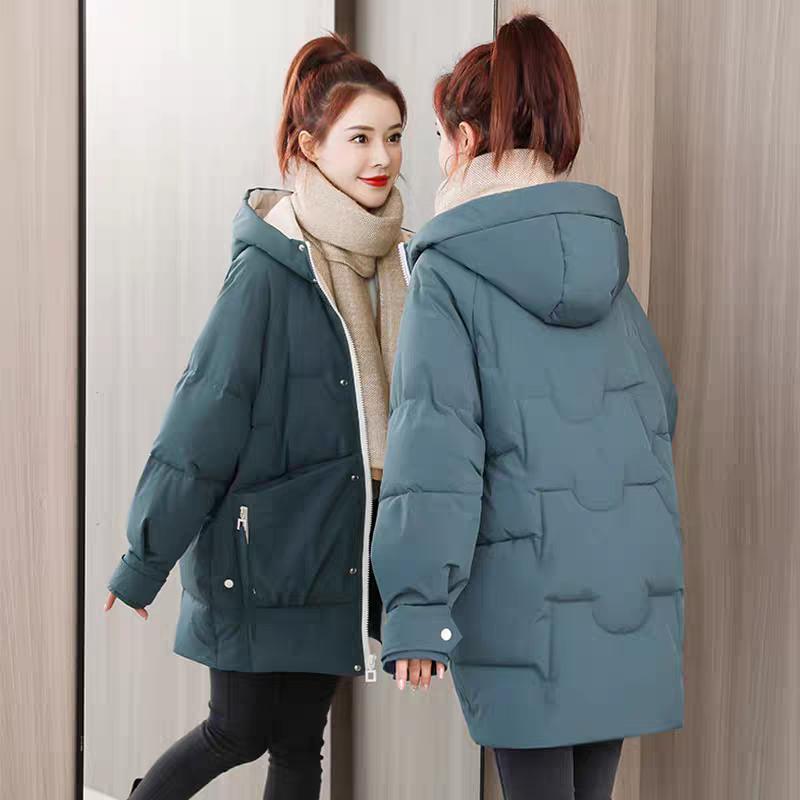 Fashionable and Warm Mid-length Down Cotton-padded Jacket, Loose and Casual Cotton-padded Jacket for Women Winter