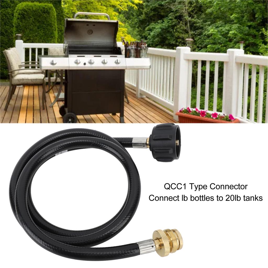 4ft Propane Adapter Hose 1lb To 20lb Propane Convert Hose with QCC1 Type Brass Connector for Gas Cylinder Grill Stoves
