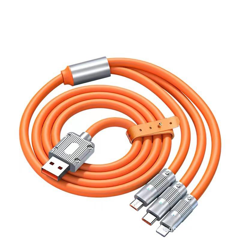 120W Zinc Alloy 3-in-1 Type-C Cable for Apple & Android Phones