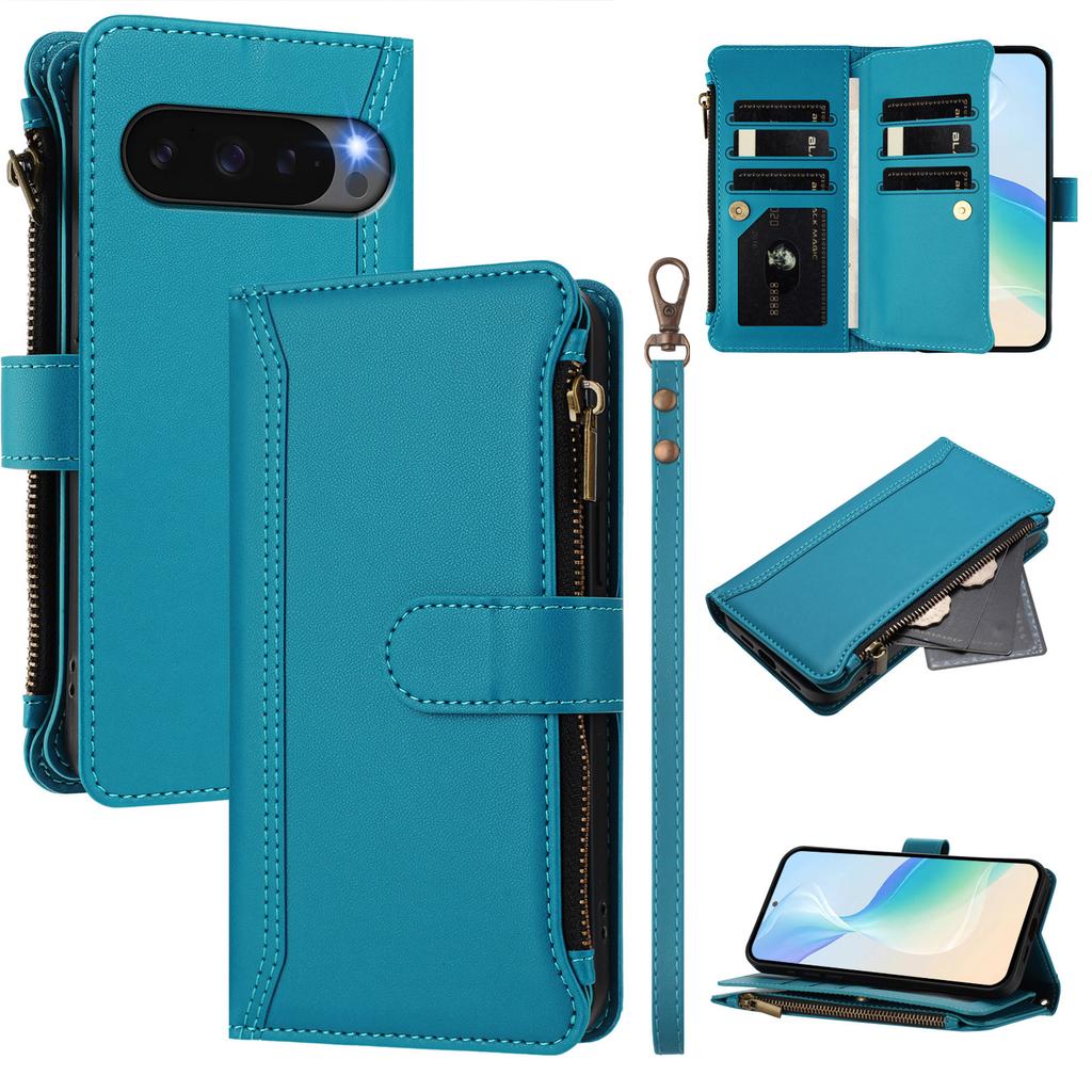 Crossbody Card Solt Zipper Wallet Book Case For Google Pixel 9 Pro XL 9A 8 8Pro 8A 7A 7 Book Pocket Bag Long Lanyard Stand Cover