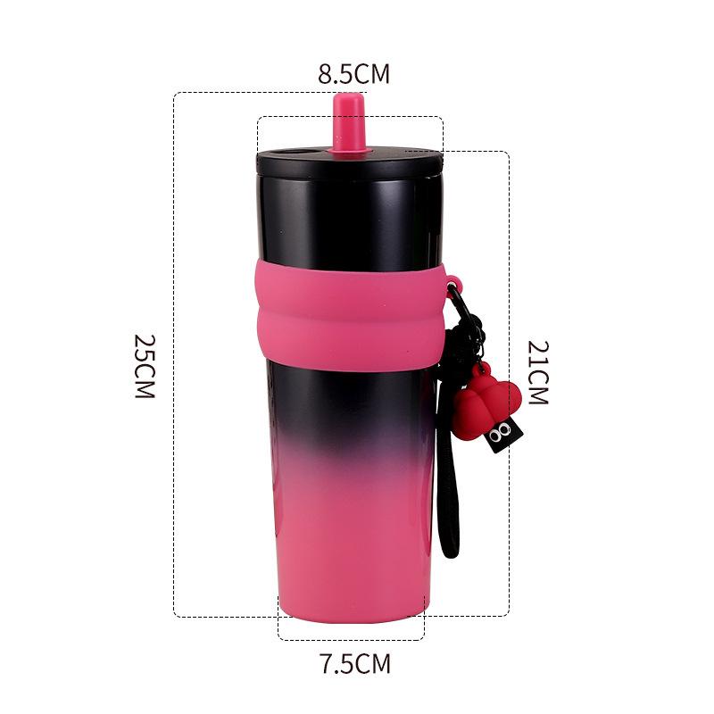 Aurora 316 Stainless Steel Insulated Cup with Handle & Straw - Creative Car Cup