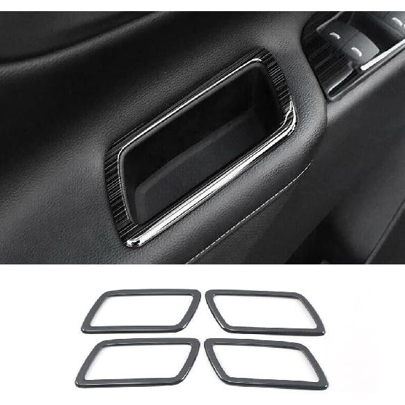 TEGENT Car Door Storage Box Cover Trim For Chevrolet Equinox 2018-2023 (Black Titanium) Stainless Steel 4PCS