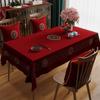 Elegant Red Wedding Tablecloth Rectangular Velvet Waterproof Decorative Dining Table Cover Banquet Celebration